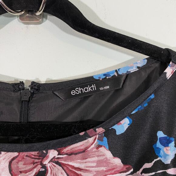 eShakti Women's Allover Floral Short Sleeve Hi-Low Maxi Gown Size 1X - 16W - Picture 5 of 8